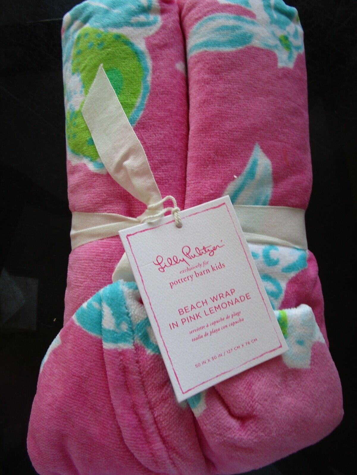 Pottery Barn Kids Lily Pulitzer Beach Wrap Towel Pink Lemonade New With Tags